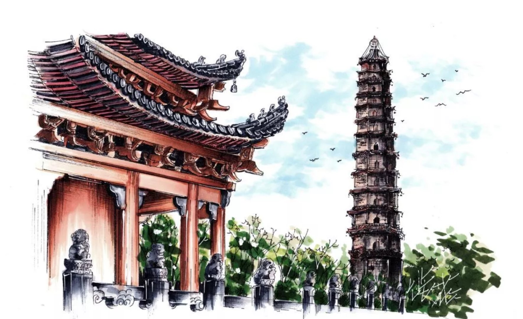 我院一位学生用钢笔把开封几乎画一遍,400张!